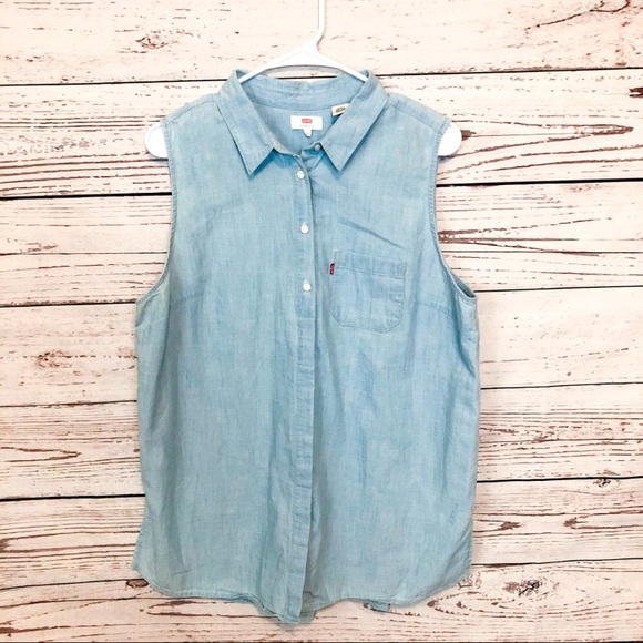 Levi's Tops - Levi’s chambray sleeveless button down sz XL